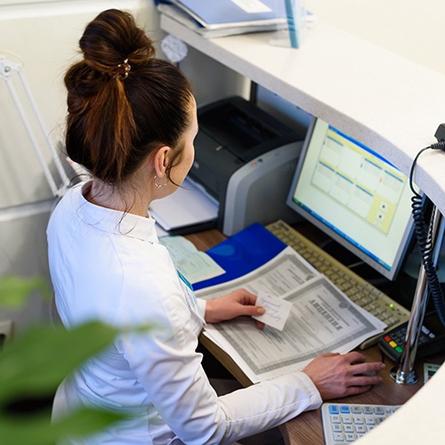Woman working at a desk